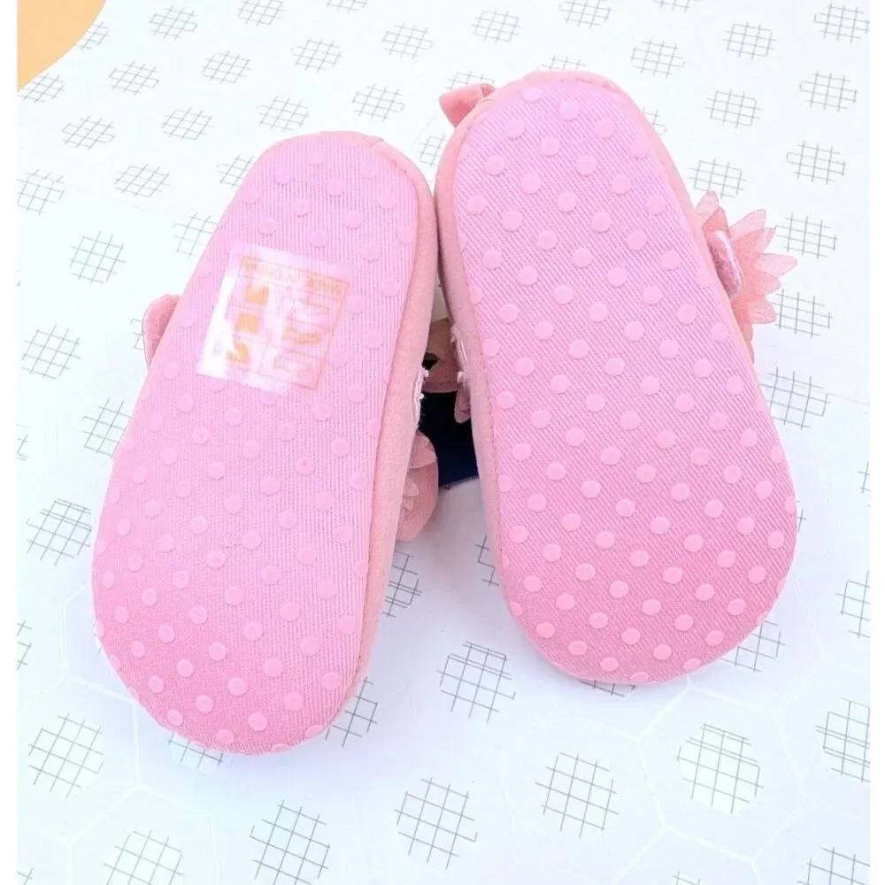 Newborn Baby Girl Pink Mary Jane Crib Dress Shoes Satin Rose Size 1